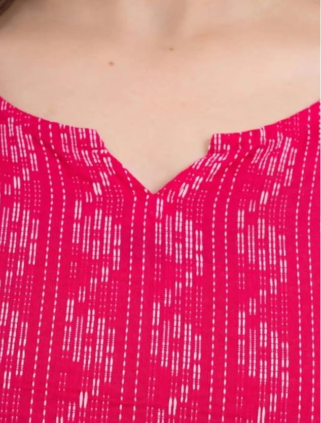 Women's Pink Printed Cotton Kurti