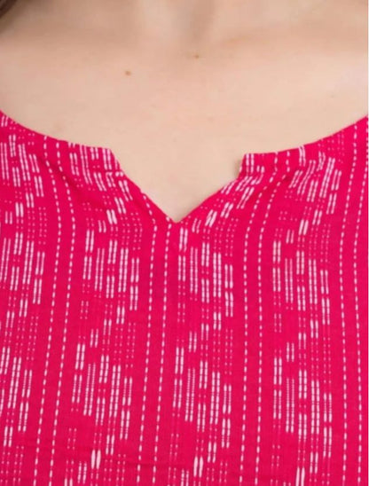 Women's Pink Printed Cotton Kurti